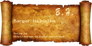Barger Hajnalka névjegykártya